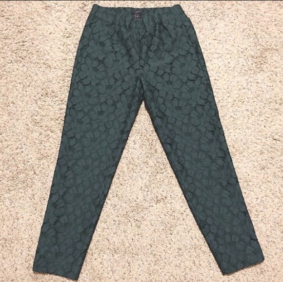 Dark green lace xs 0 J. Crew pull-on high-waisted work casual easy pull on pants - Picture 5 of 5